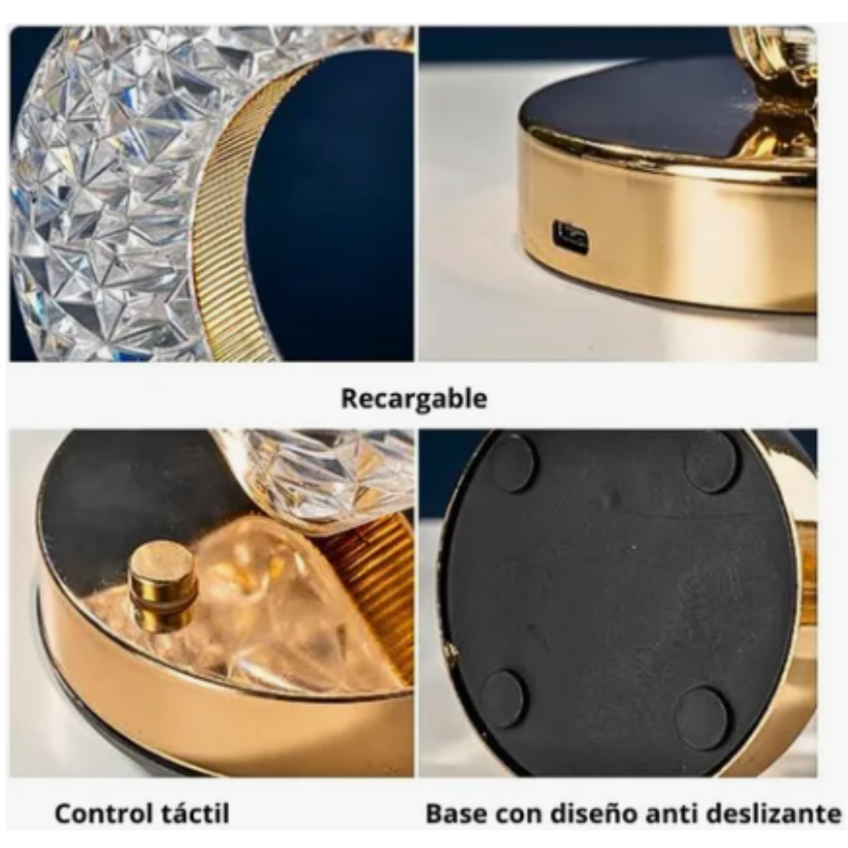 Lampara De Mesa Rombo Control Táctil Recargable Luz Led Ajustable-4