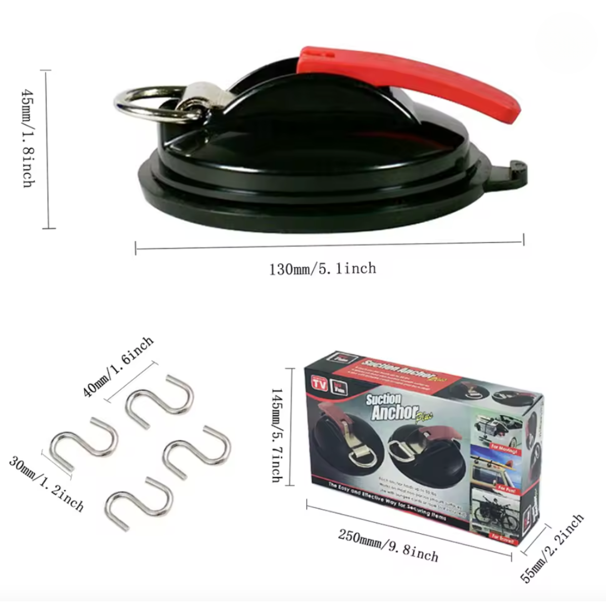 Set 2 Anclajes Succión Fijación Ventosa Para Auto Camping-2