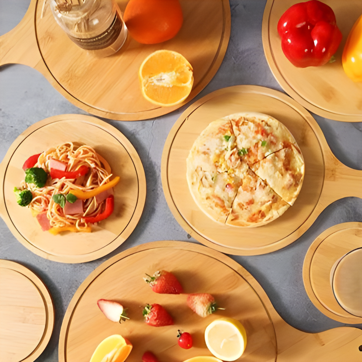 Tabla Picoteo Redonda Circular Pizza Madera 40x26cm-5