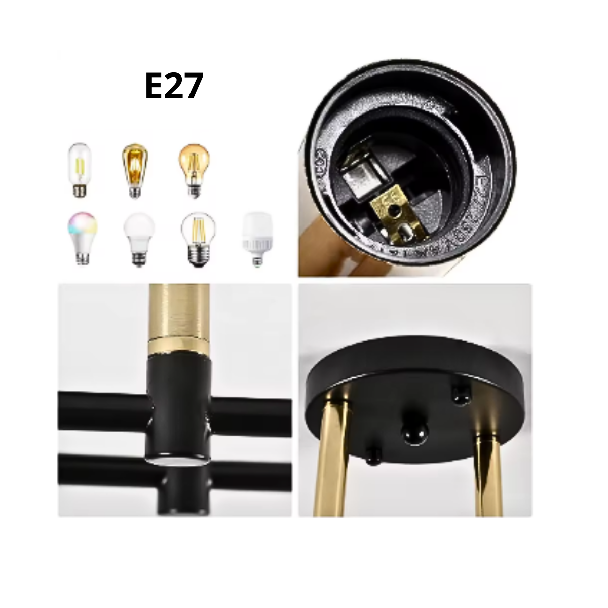 Lampara De Techo Pared Colgante Moderna+ 2 Ampolletas Cálida-3