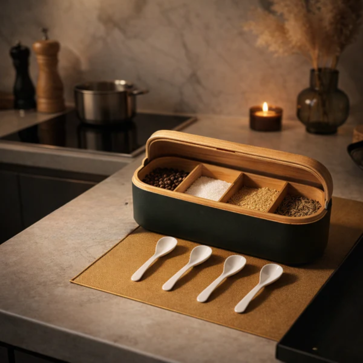 Especiero Organizador Condimentos Nordico Con Tapa Y Cuchara-5