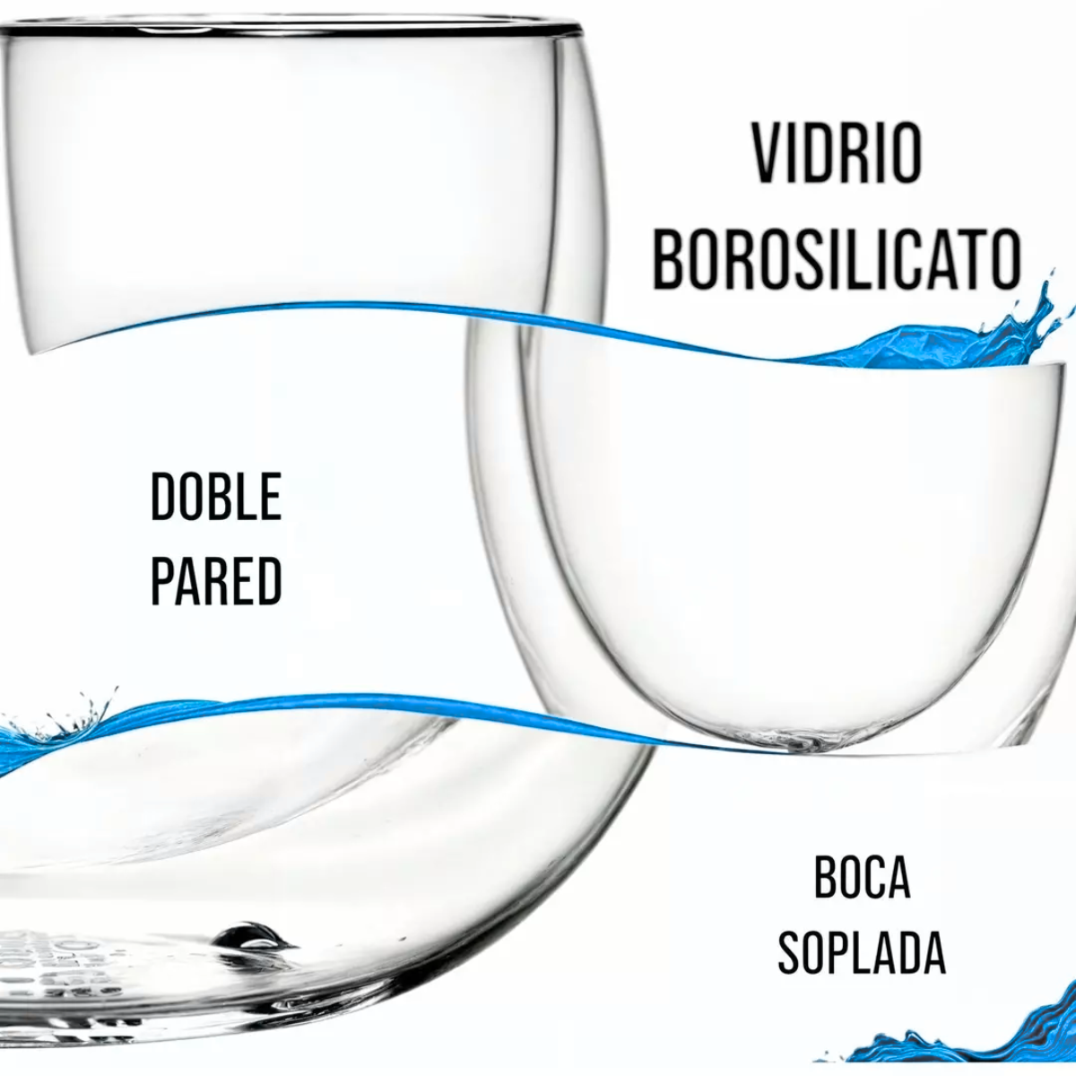 Pack 2 Tazas Vasos Vidrio Para Café Té Multiuso 200ml-2