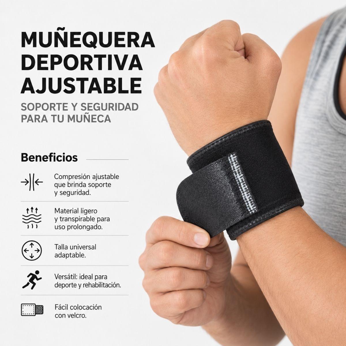 Munequera De Neopreno Ajustable Soporte Deportivo Gym-1