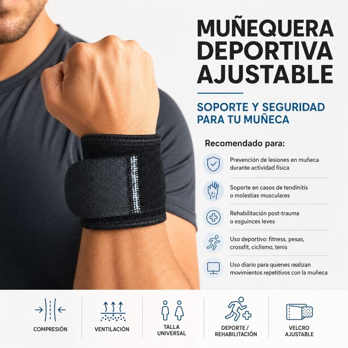 Munequera De Neopreno Ajustable Soporte Deportivo Gym-2