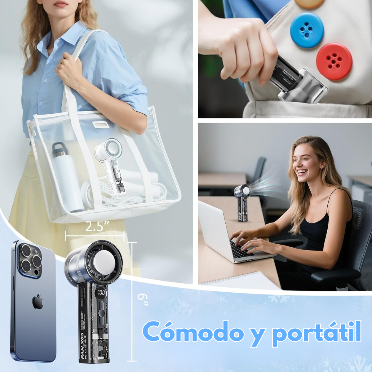 Mini Ventilador Portatil Turbo Recargable Pantalla Led-2