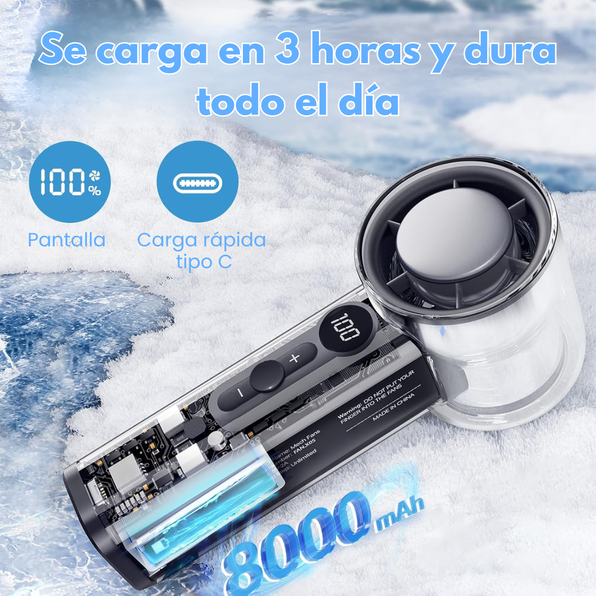 Mini Ventilador Portatil Turbo Recargable Pantalla Led-4