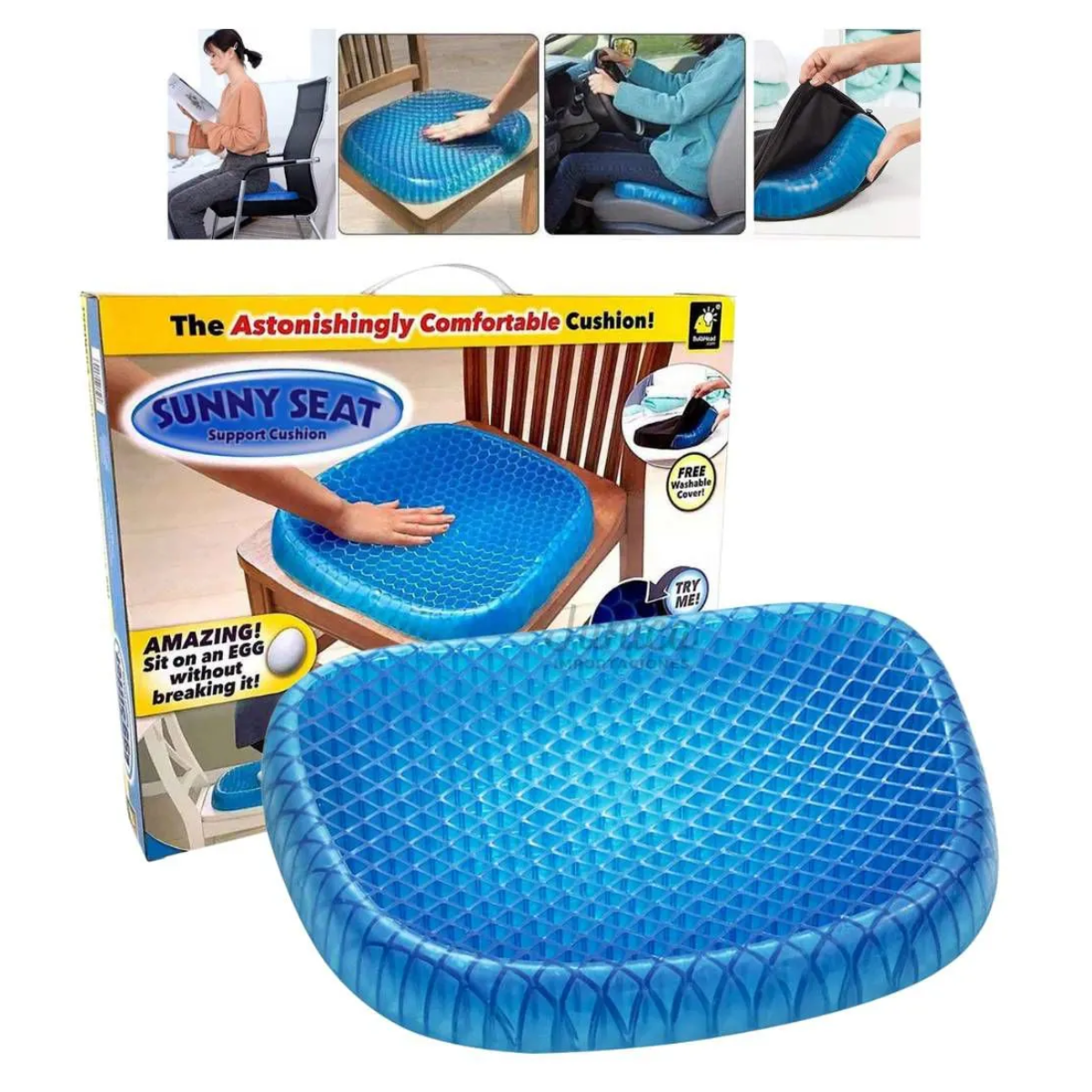 Cojin De Gel Terapeutico Sunny Seat Ergonomico Silla Auto-4