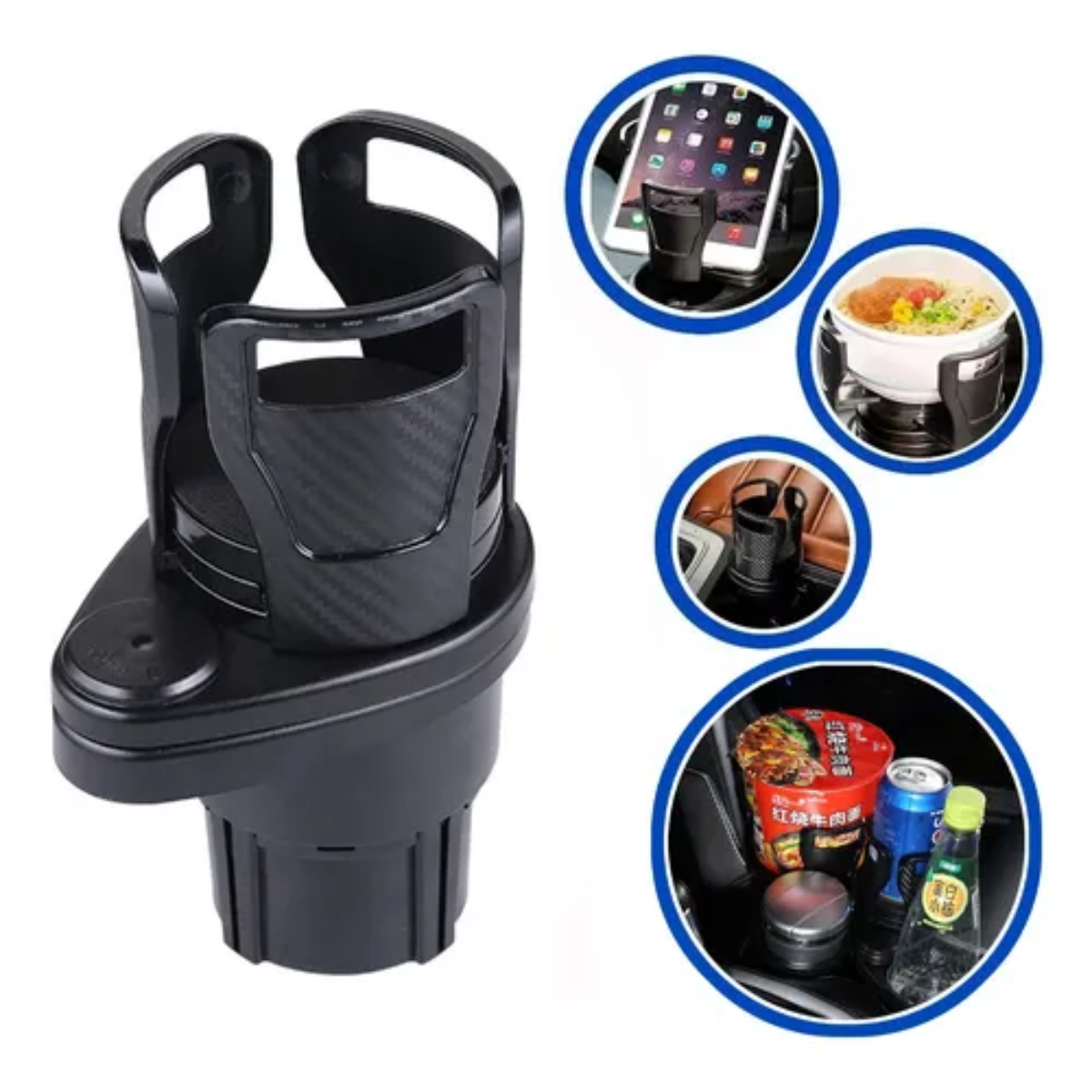 Portavasos Auto Multifuncional Doble Ajustable Rotacion 360-6