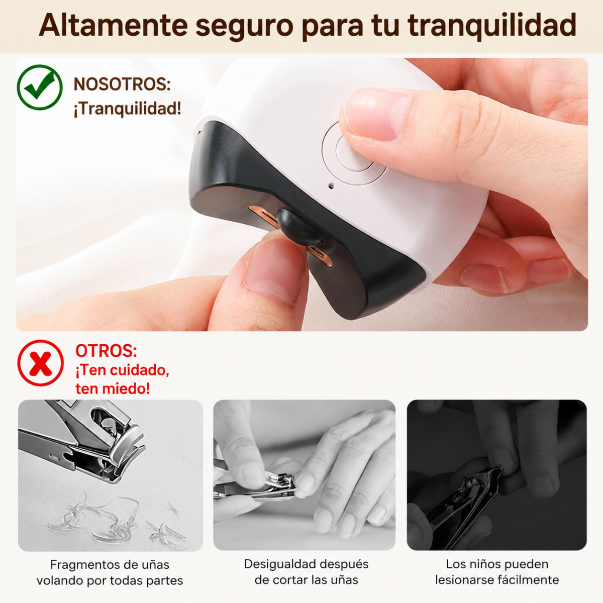 Cortaunas Electrico Automatico Recargable Lima Corta Unas-2
