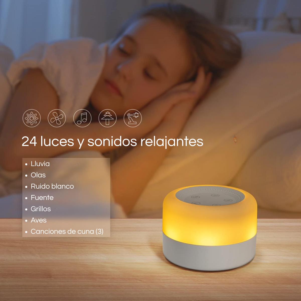 Ruido Blanco Relajante Bebé Mascotas + Luz Multicolor-3