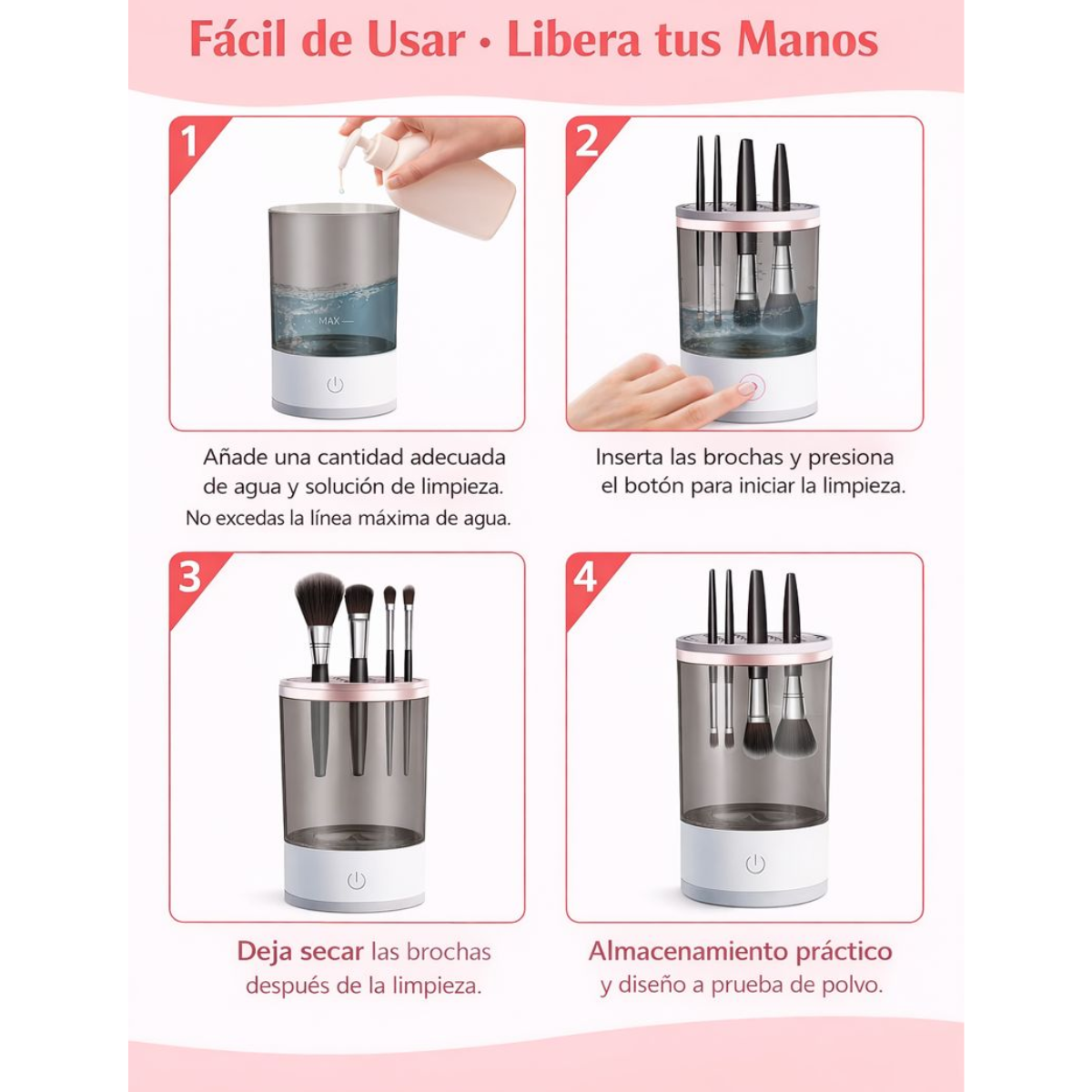 Limpiador Electrico Brochas Maquillaje Automatico Portatil-4