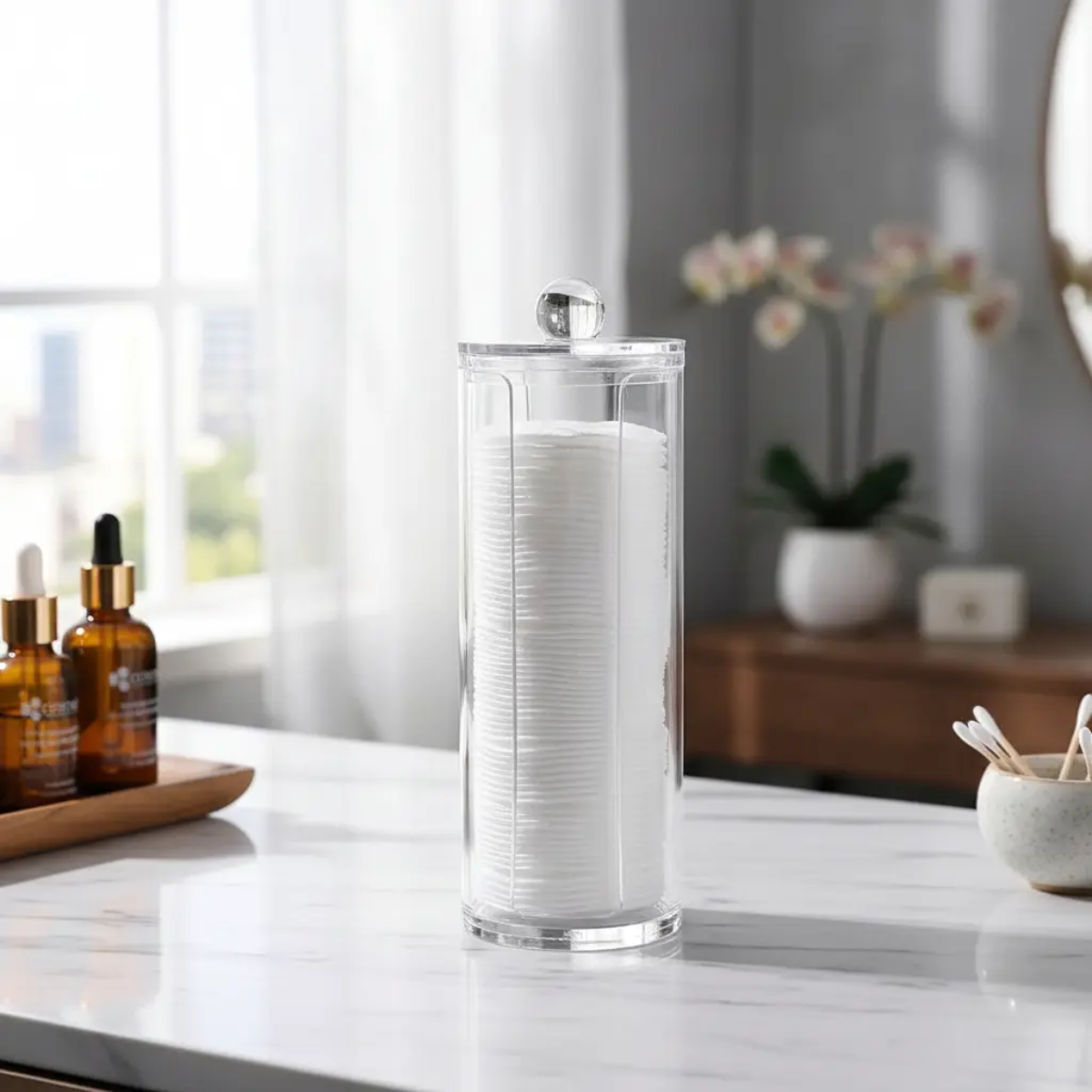 Pack 3 Dispensador Organizador Acrilico Petalos Algodon-4