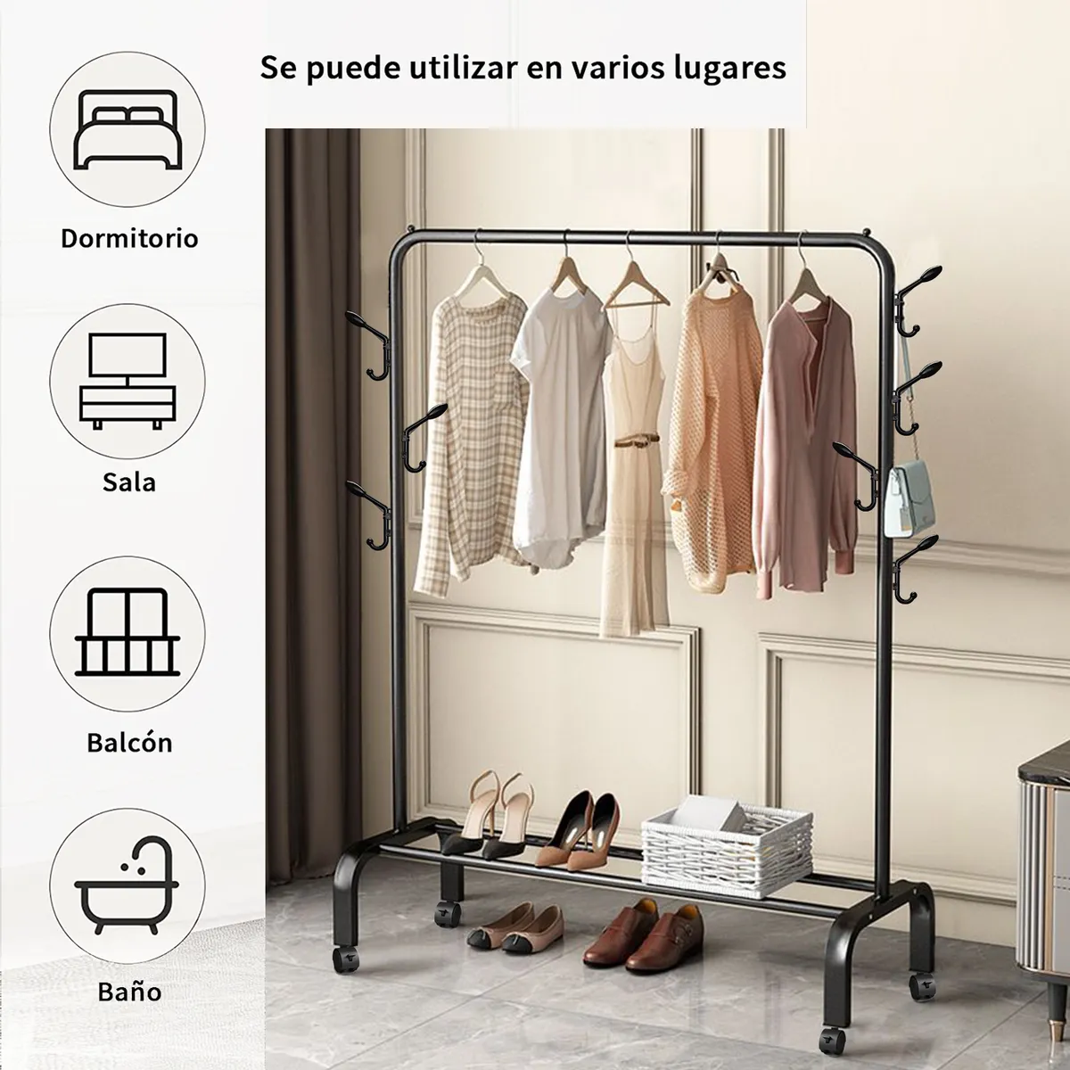 Perchero De Ropa Barra Metalica Colgador Exhibicion-4