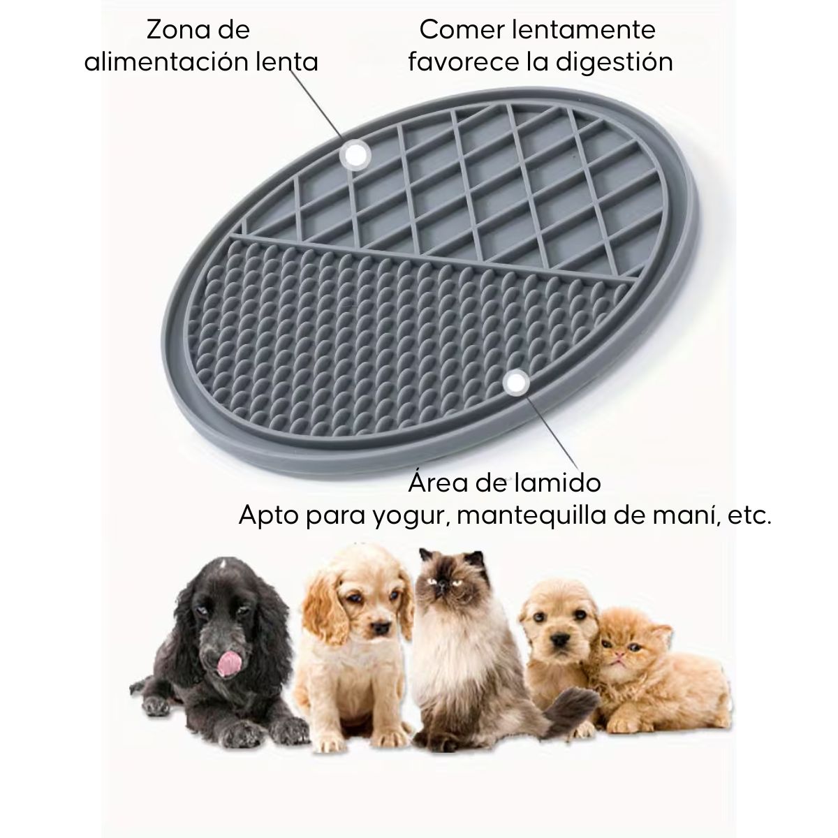 Plato De Silicona Lento Lick Mat Para Perros Y Gatos Coral -9