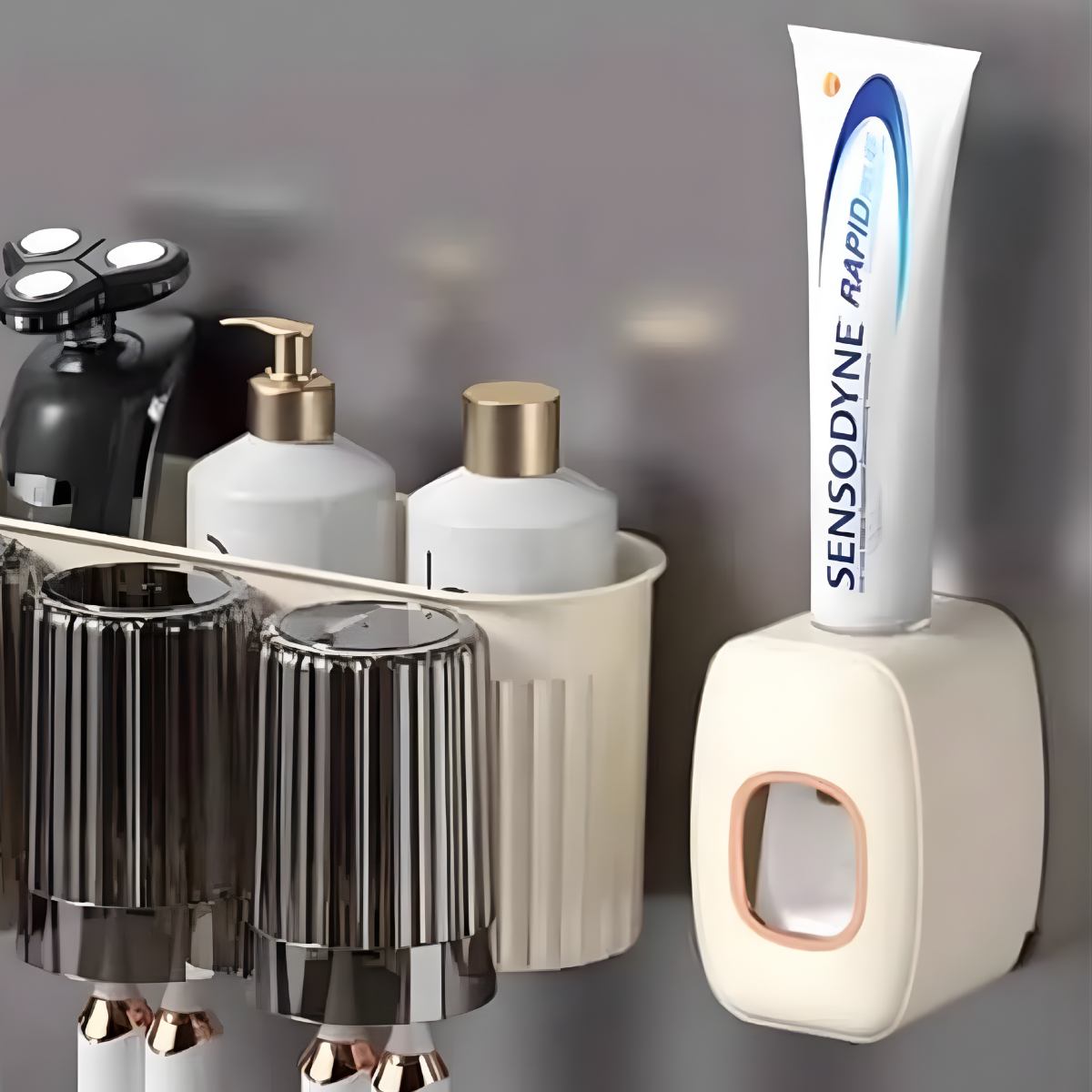 Organizador Porta Cepillos De Dientes Adhesivo Con Vasos-3