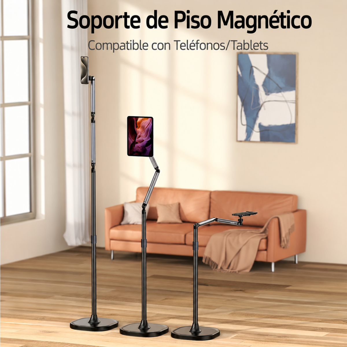 Soporte De Piso Flexible En Acero Para Tablet Y Celular-6
