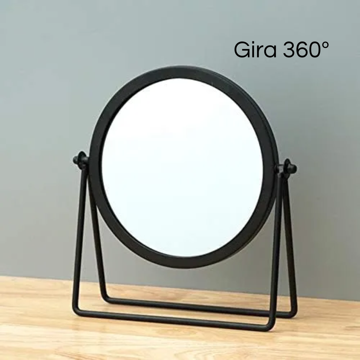 Espejo Escritorio De Mesa Decorativo Marco Metal Negro-3