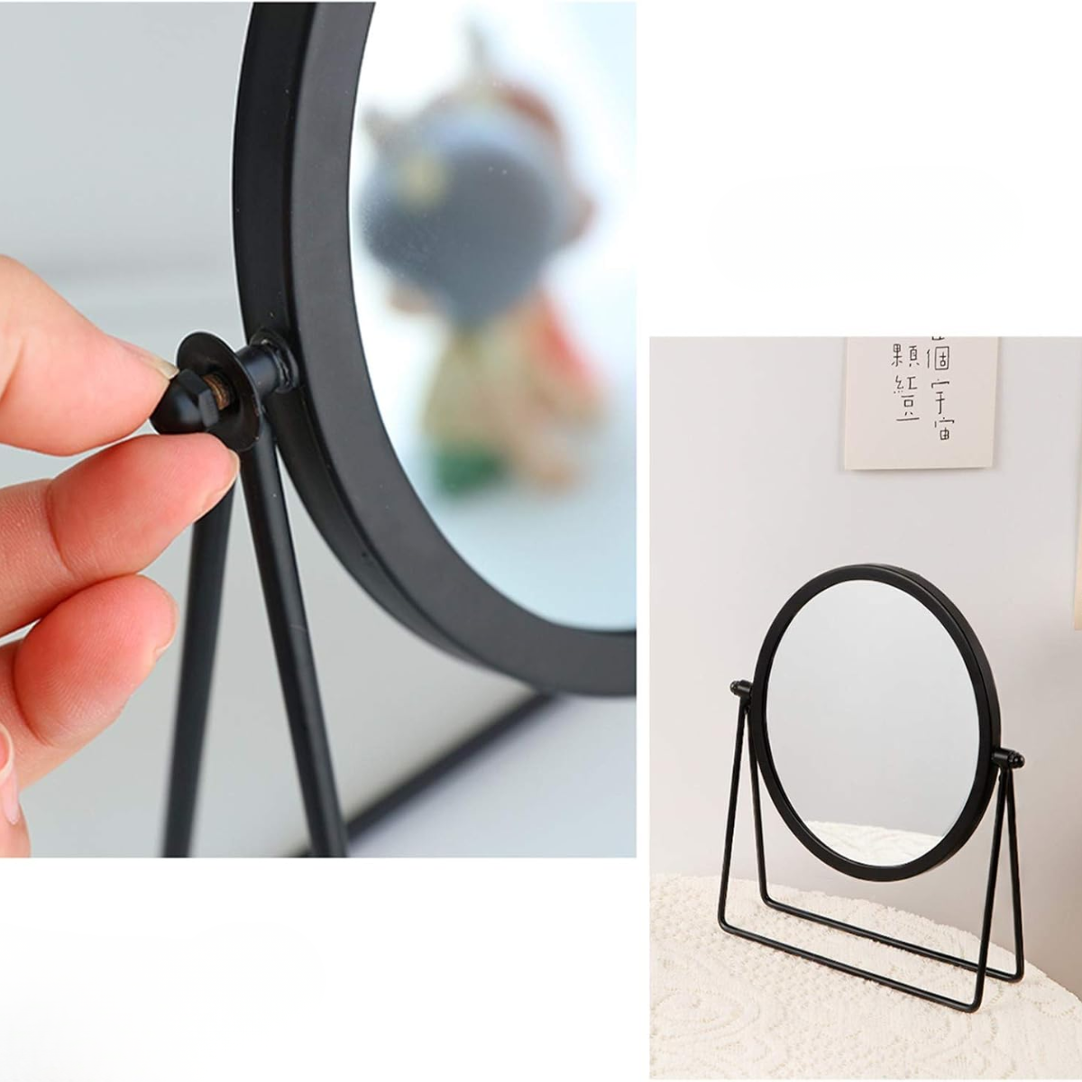 Espejo Escritorio De Mesa Decorativo Marco Metal Negro-4