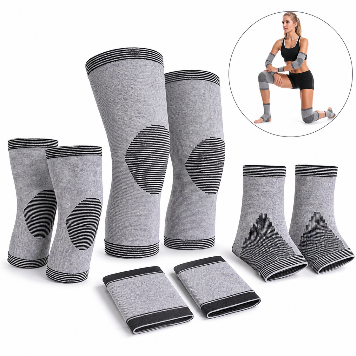 Set 8 De Proteccion Rodilleras Munequeras Carbon Bamboo-0