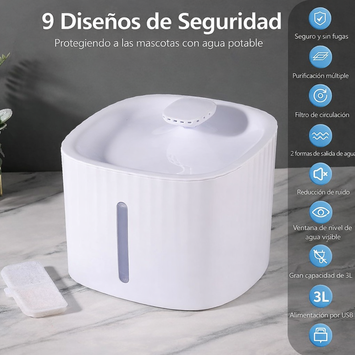 Bebedero Automatico Fuente Mascotas Perro Gato Con Filtro-5