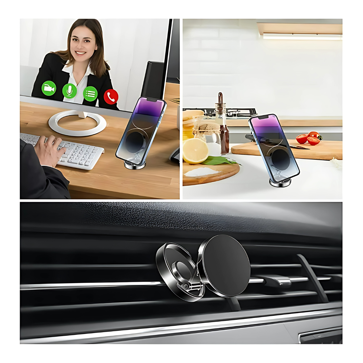 Soporte Para Celular Escritorio Auto Magnético Negro-6