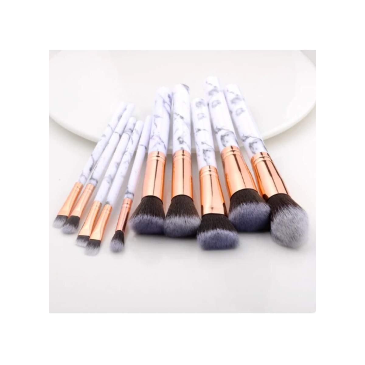 Pack 10 Brochas Para Maquillaje Diseño Mármol + Limpiador-3