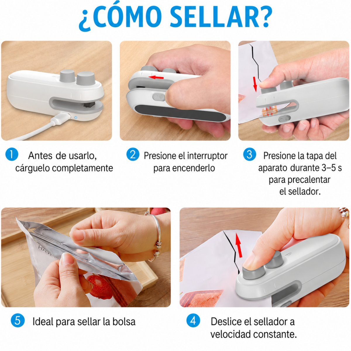 Selladora De Bolsas Portatil Mini Sellador De Alimentos-1