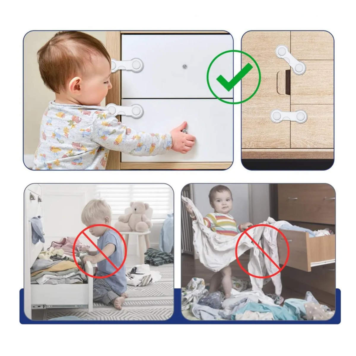 Pack 4 Piezas Protección Cerradura Cajones Para Bebé Niños-5