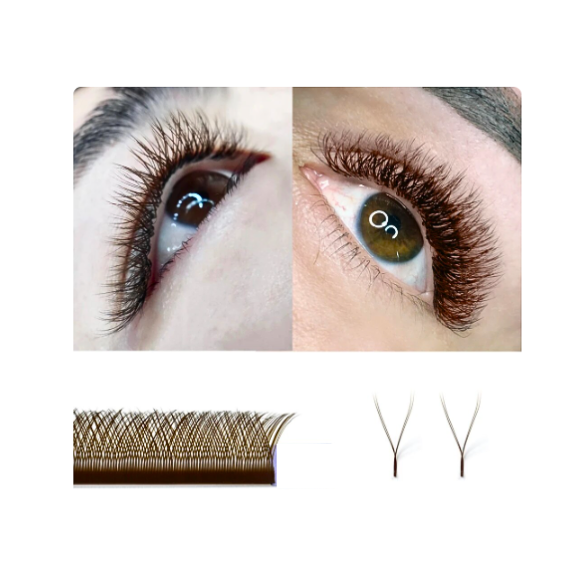 Extensiones De Pestañas Volumen 2d Color Cafe Nagaraku-2