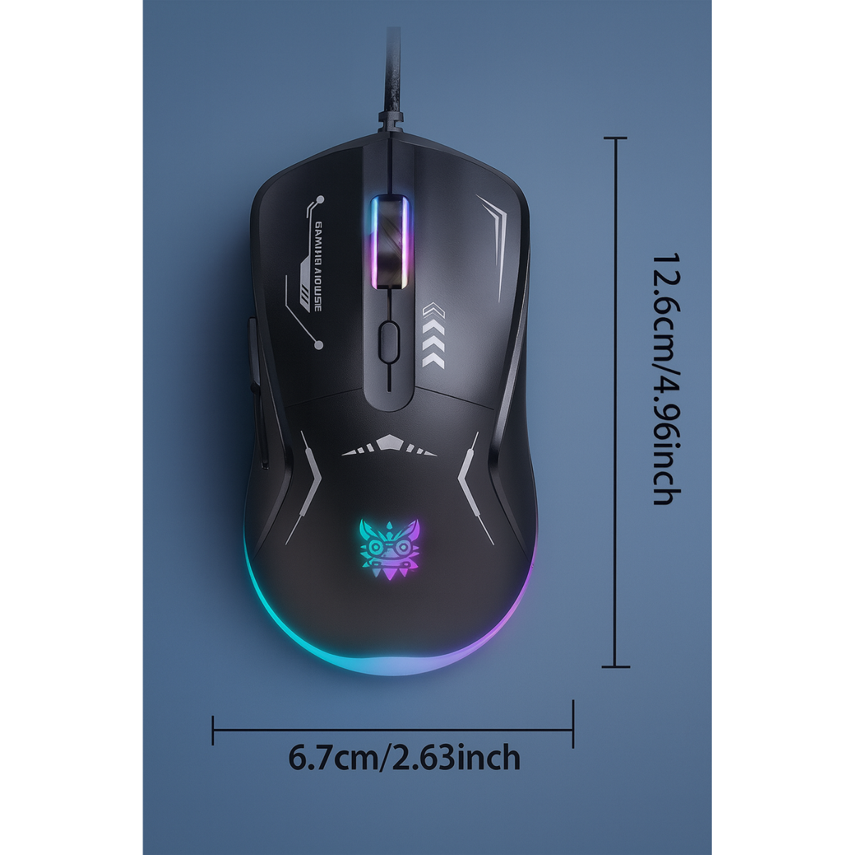 Mouse De Cable Gamer Profesional Negro Con Luz Led Rgb-2