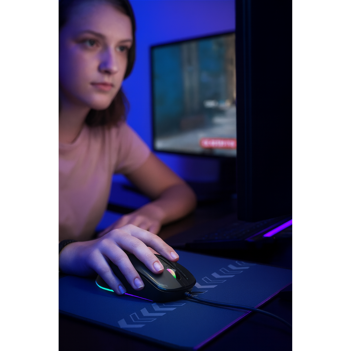 Mouse De Cable Gamer Profesional Negro Con Luz Led Rgb-3