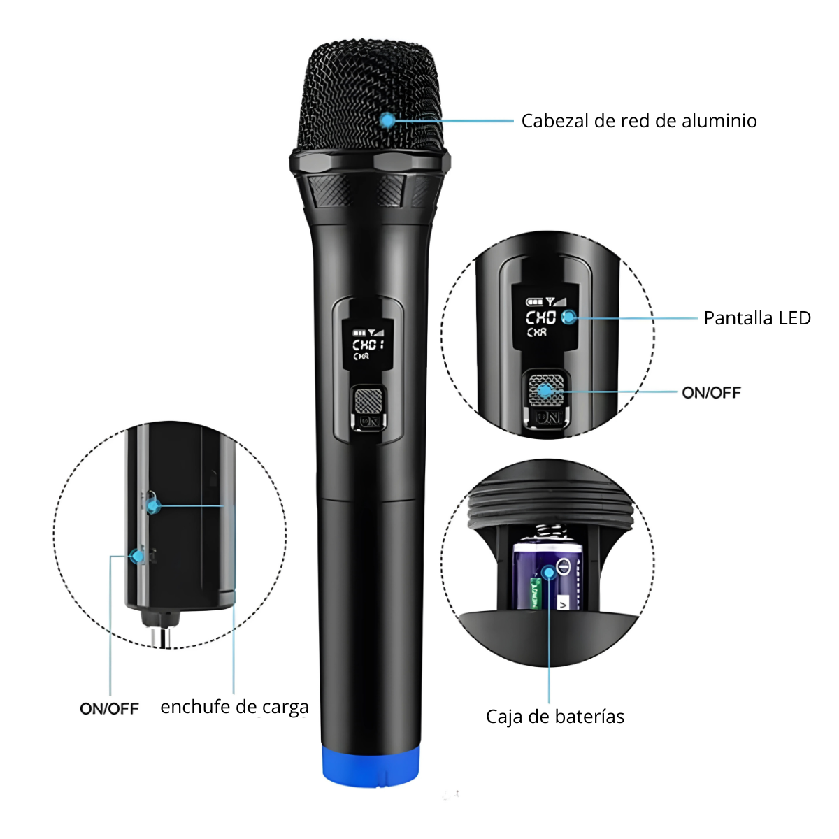 Pack 2 Microfonos Inalambricos Profesional Karaoke Usb-3