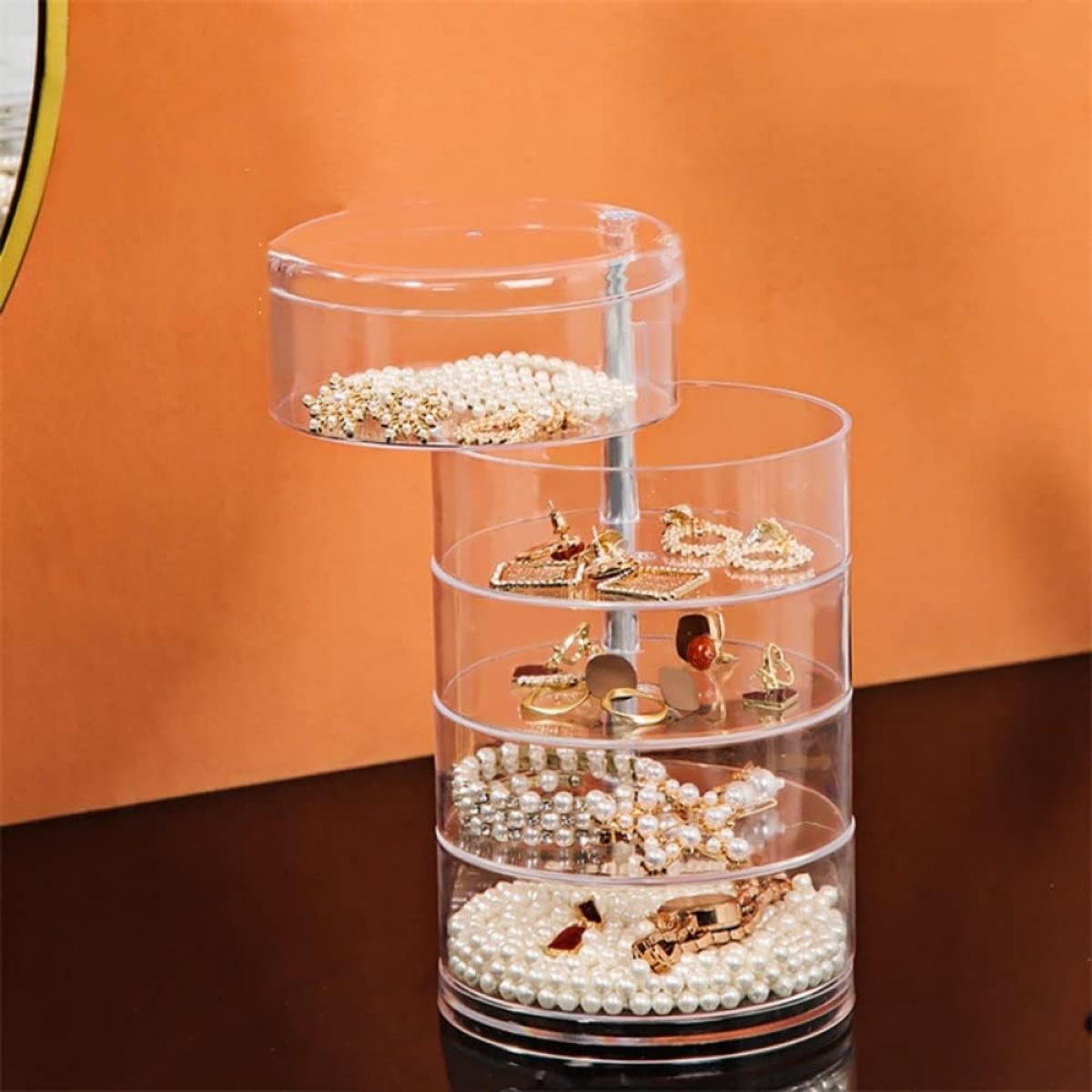 Joyero Organizador 5 Niveles Giratorio De Acrilico Moderno-2