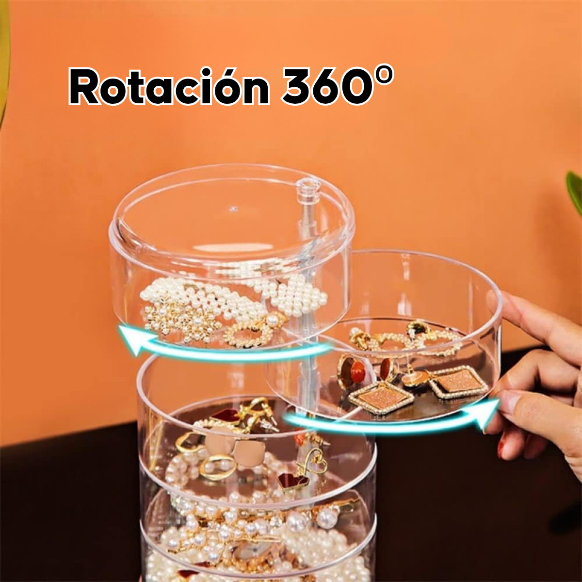Joyero Organizador 5 Niveles Giratorio De Acrilico Moderno-3