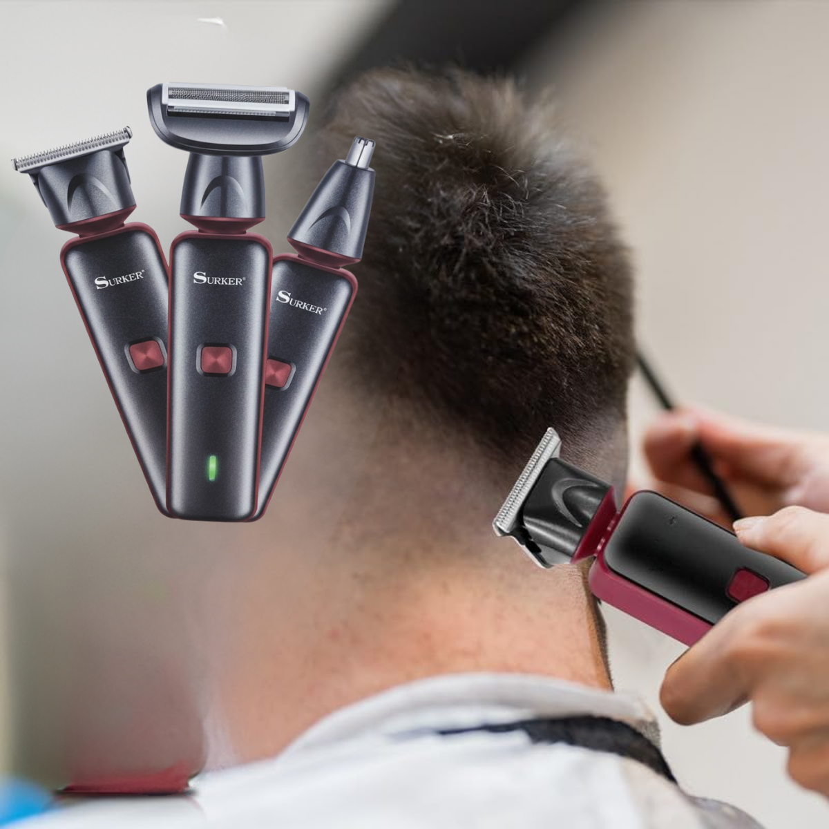 Afeitadora Portatil Hombre 3 en 1 Recargable Barba Nariz Surker Sk 1200-5