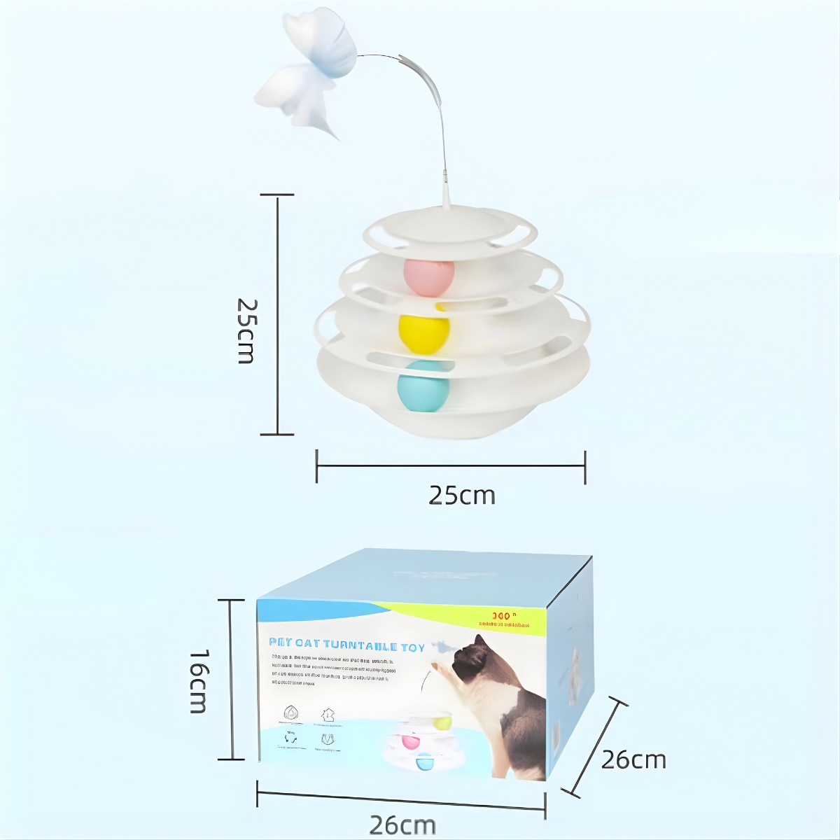 Torre De Juego Para Gatos 3niveles Pelotas Y Pluma Giratorio-4