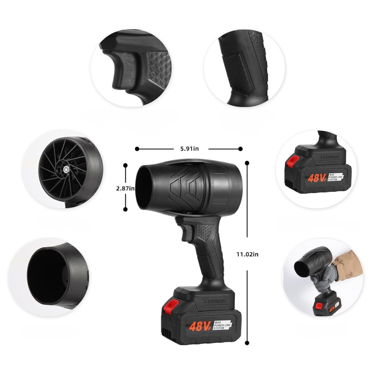 Sopladora Hojas Aspiradora Inalambrica 35000pa Multiuso-2