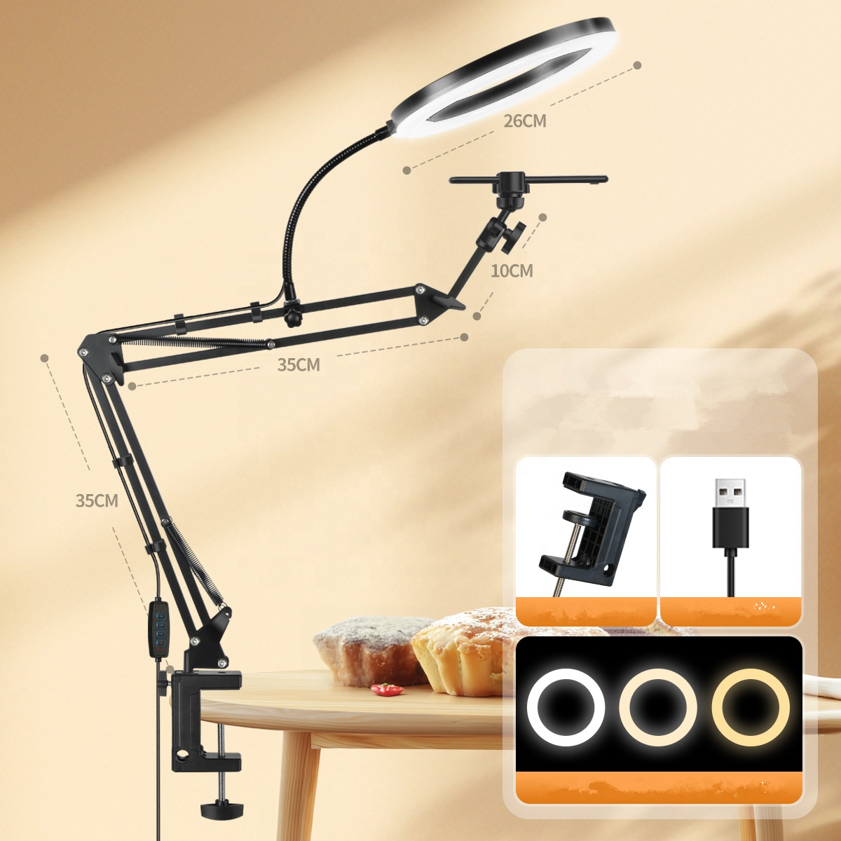 Kit Soporte Ajustable Profesional Con Aro De Luz Para Celular-2