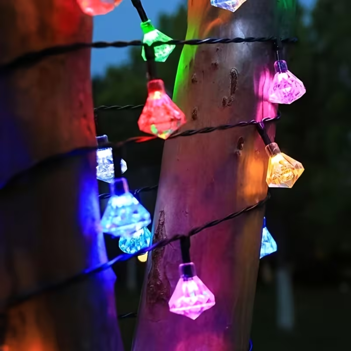 Luz Luces Navidad Carga Solar 5m Diamante Multicolor-2