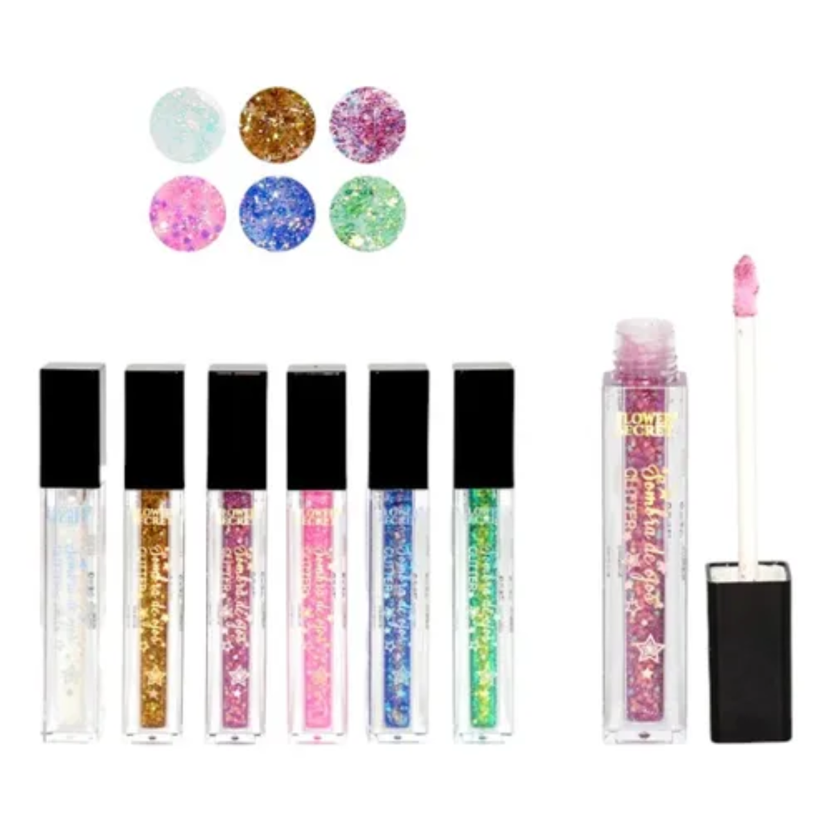 Pack 6 Sombras Glitter Liquida Colores Flower Secret-2
