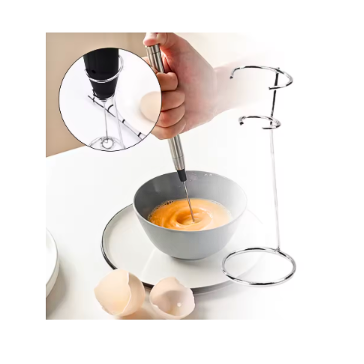 Batidor Espumador De Leche Café Multiuso + Soporte Portátil-2