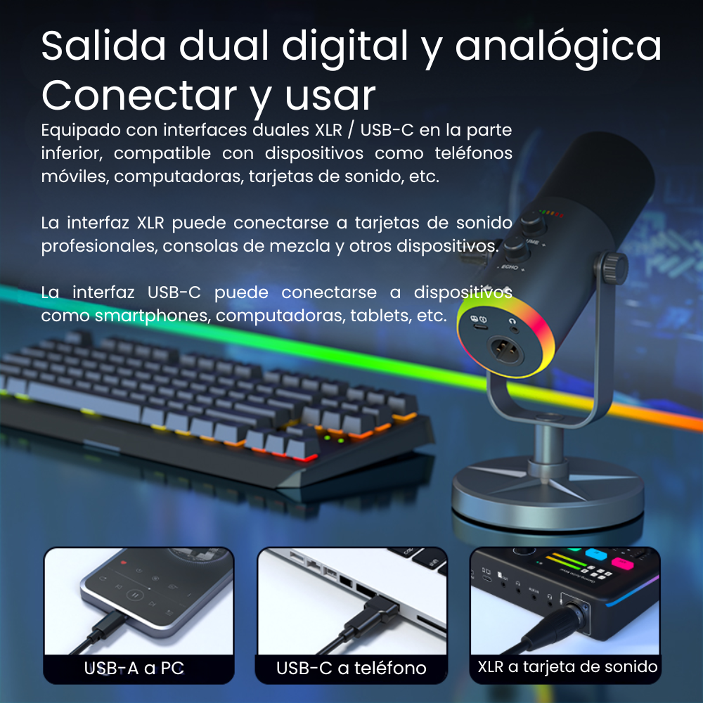 Microfono Dinamico Podcast Usb Xlr Profesional Streaming-4