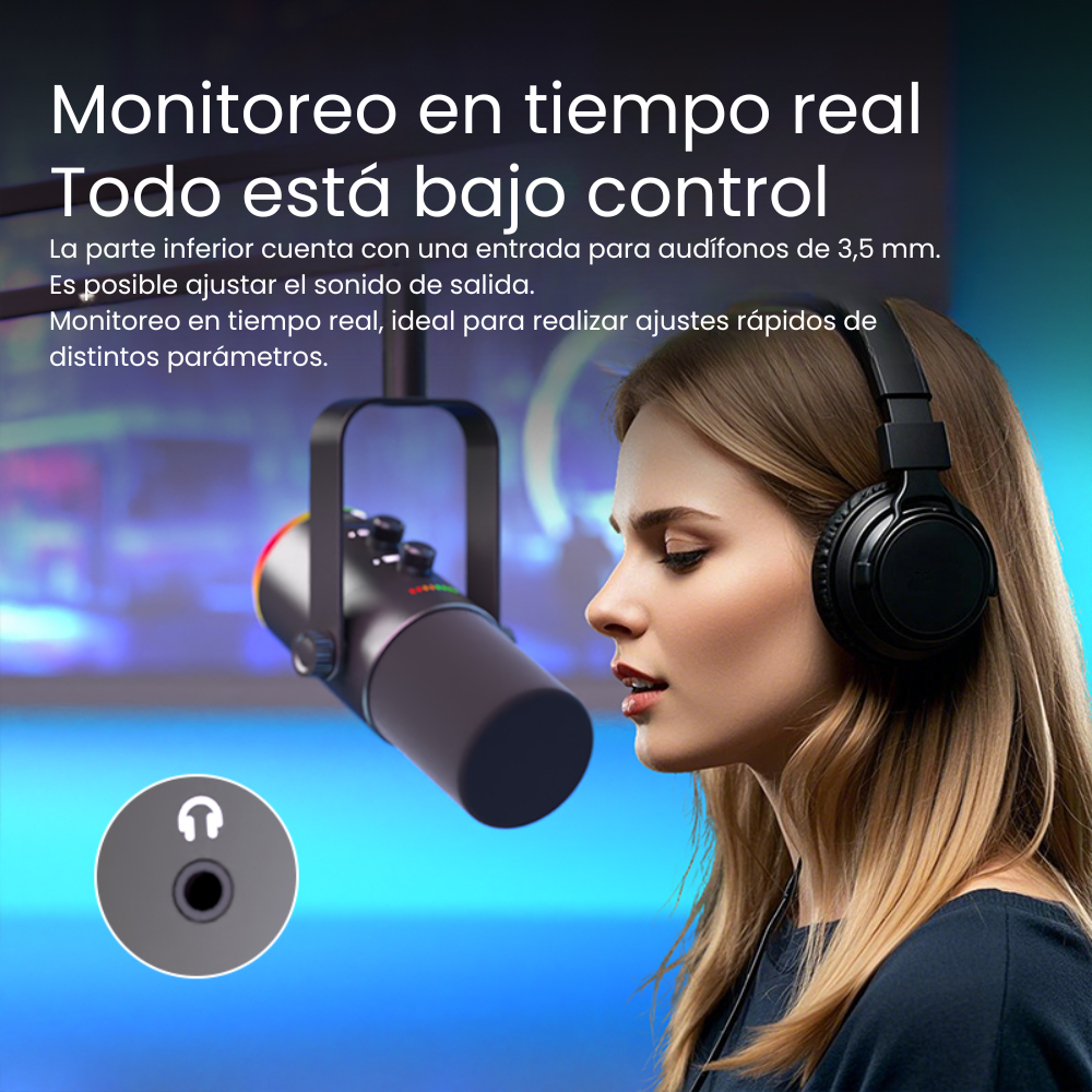 Microfono Dinamico Podcast Usb Xlr Profesional Streaming-5