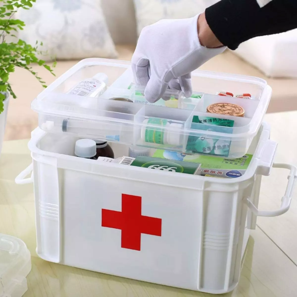 Caja Botiquin De Primeros Auxilios Plastico Blanco Con Tapa-4