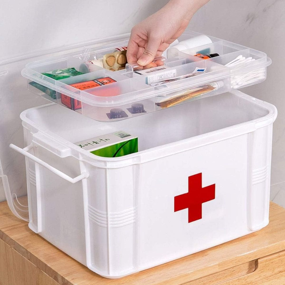 Caja Botiquin De Primeros Auxilios Plastico Blanco Con Tapa-5