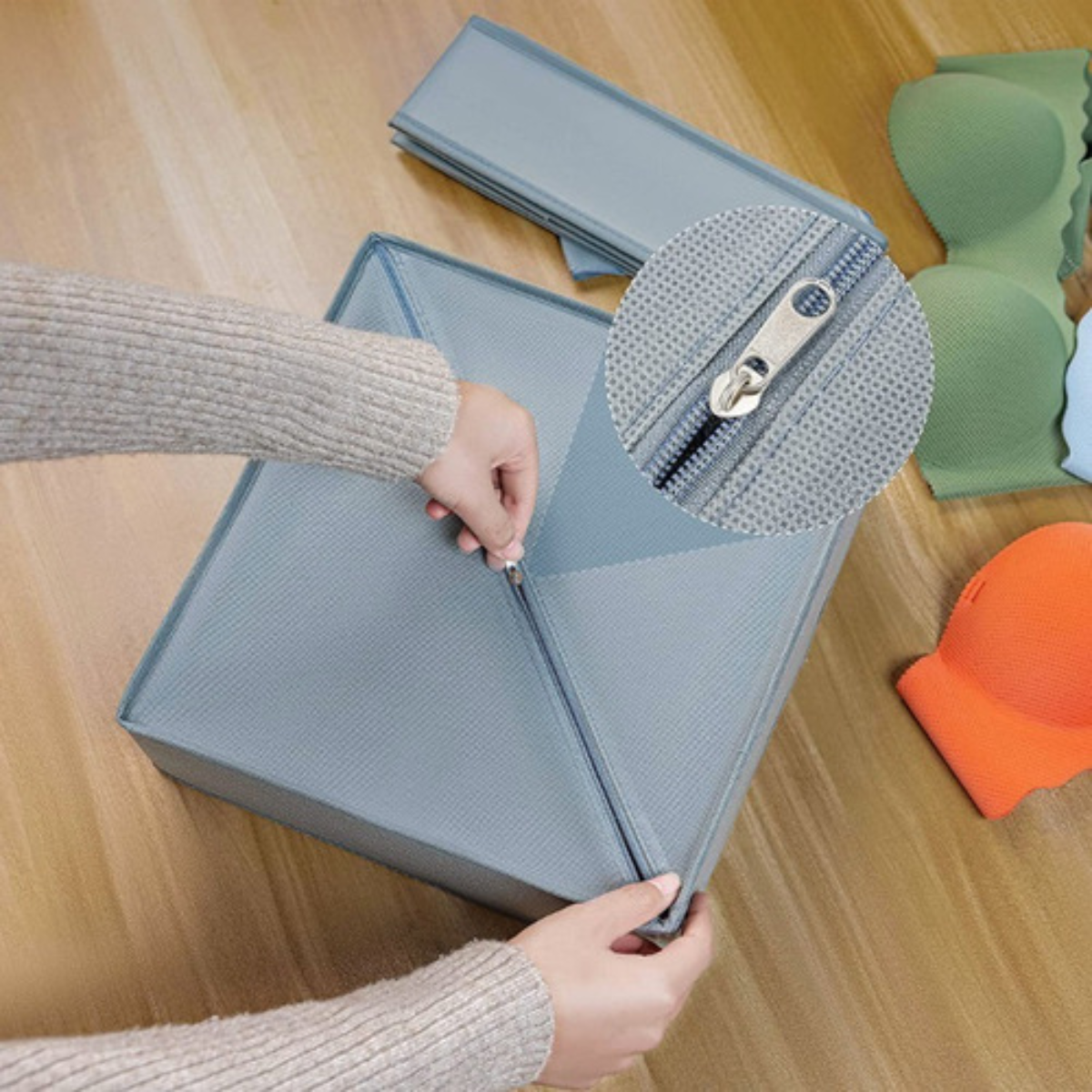 Organizador De Cajones Ropa Interior Gris Oscuro 16 Bolsillos 32x32x10cm-3