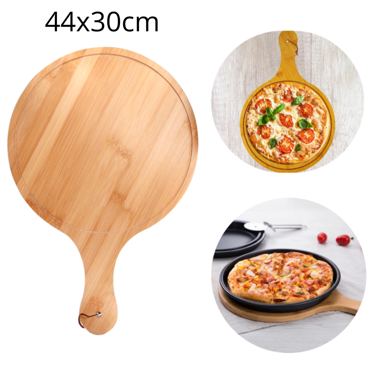 Tabla Picoteo Redonda Circular Pizza Madera 44x30cm-2