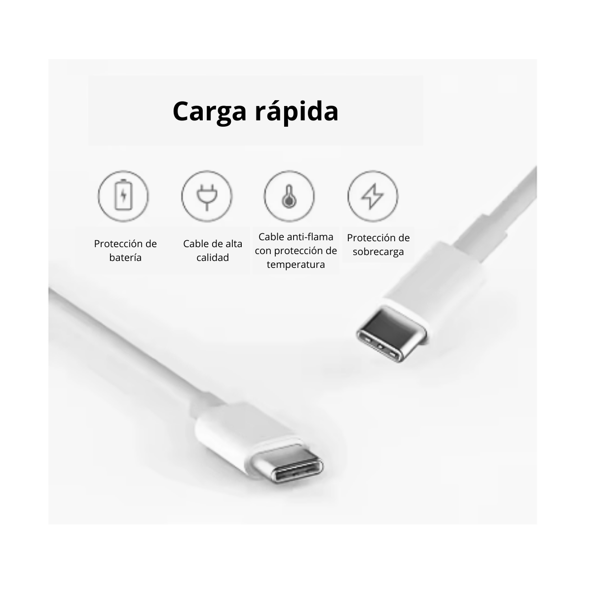 Cable De Datos Carga Rápida Usb A Usb-c Color Blanco-2
