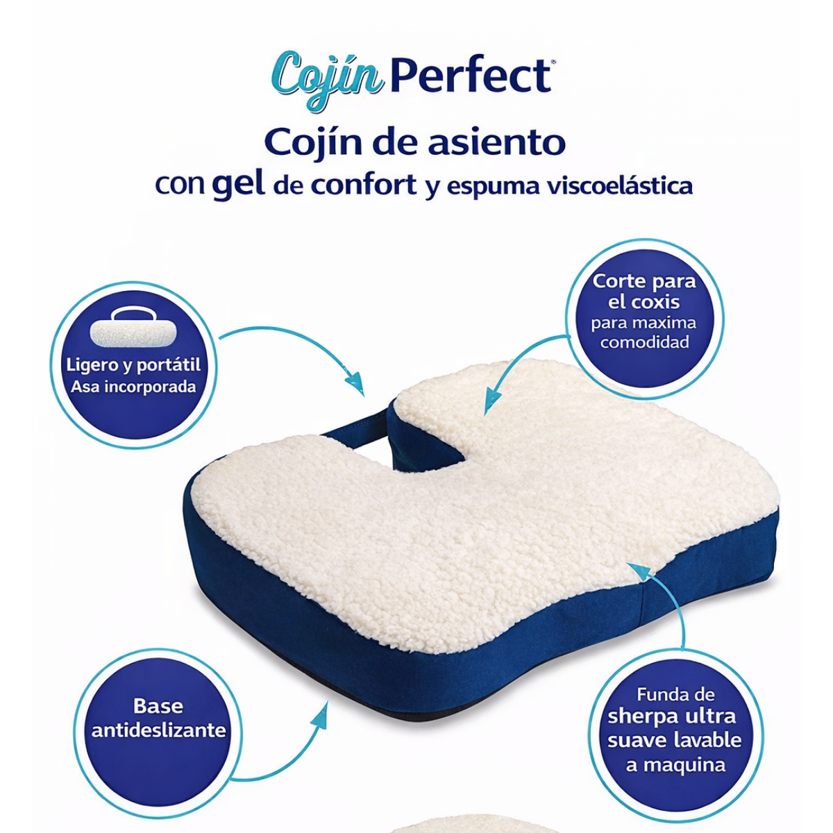 Cojin Gel De Espuma Viscoelastica Con Soporte Lumbar Ergonomico-3
