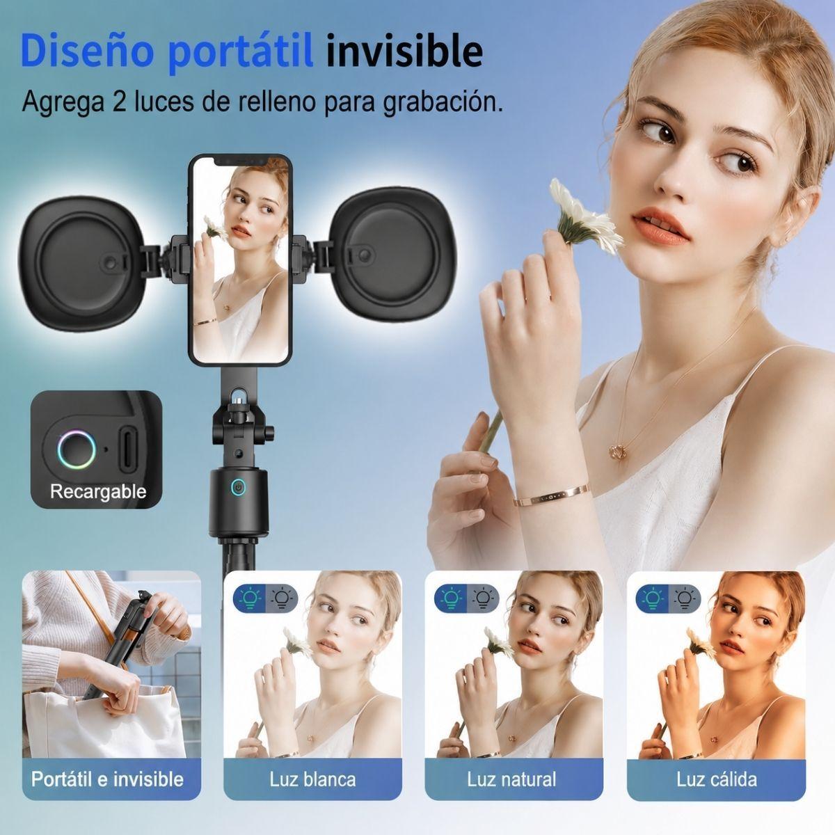 Tripode Palo Selfie Luz Led Y Seguimiento Facial 360 180cm-4